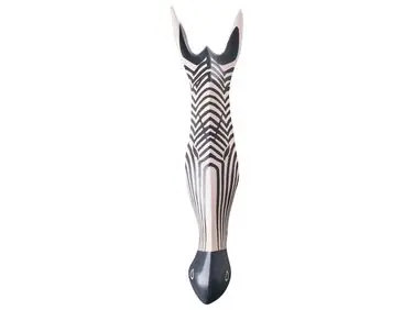 Wall Decor Zebra GBOKO Mango Wood 80 cm Black/ White - Home Accessories
