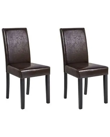 Conjunto de 2 sillas de comedor BROADWAY Piel sintética Marrón oscuro