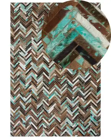 Alfombra AMASYA Marrón 160 x 230 cm Piel - Accesorios decorativos