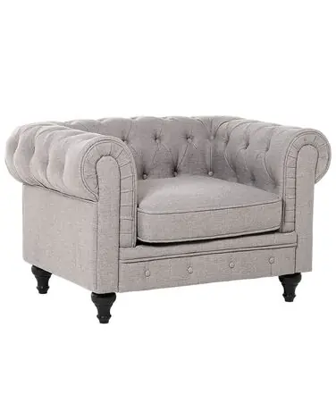 Armchair CHESTERFIELD Fabric Light Grey - Living Room