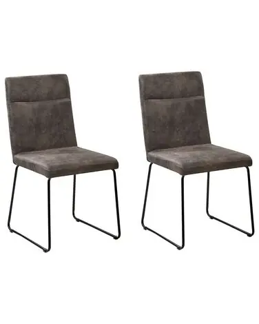 Conjunto de 2 sillas de comedor NEVADA Tela Gris oscuro