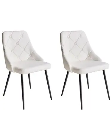 Conjunto de 2 sillas de comedor VALERIE Piel sintética Blanco