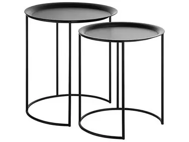 Conjunto de 2 mesas auxiliares TWINS Metal Negro - Sala de estar