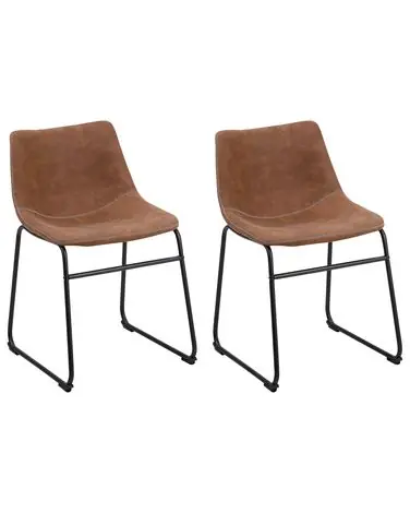 Conjunto de 2 sillas de comedor BATAVIA Tela Marrón dorado