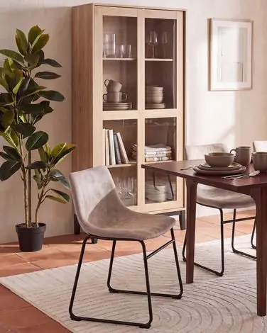 Conjunto de 2 sillas de comedor BATAVIA Tela Beige