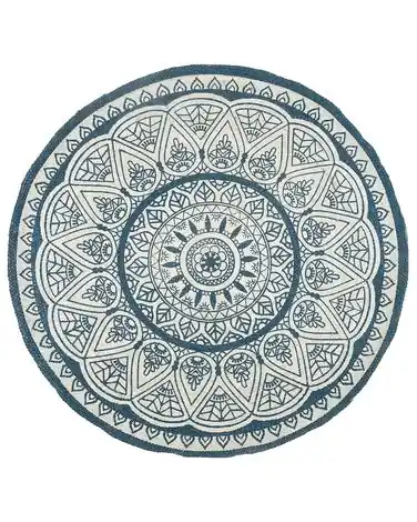 Alfombra ANADERE Azul ø 120 cm Yute - Accesorios decorativos