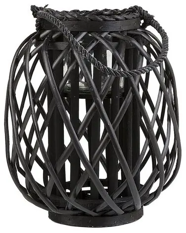 Linterna MAURITIUS Madera de sauce 30 cm Negro - Accesorios decorativos