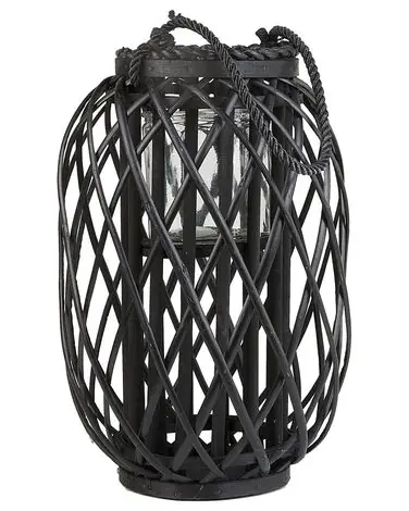 Linterna MAURITIUS Madera de sauce 40 cm Negro - Accesorios decorativos
