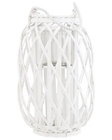 Linterna MAURITIUS Madera de sauce 40 cm Blanco - Accesorios decorativos