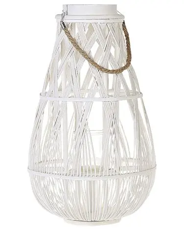 Linterna TONGA Bambú 56 cm Blanco - Accesorios decorativos