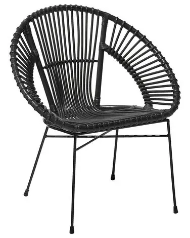 Dining Chair SARITA Rattan Black - Dining Room