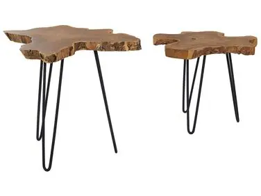 Conjunto de 2 mesas auxiliares CAMROSE Madera de teca Marrón oscuro - Sala de estar
