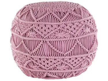 Puf Macramé KAYSERI Algodón Rosa - Sala de estar