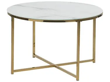 Mesa de centro QUINCY Vidrio templado Mármol/Dorado - Sala de estar