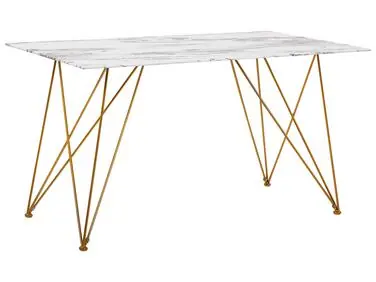 Mesa de comedor KENTON Mármol blanco 140 cm 80 cm Vidrio templado