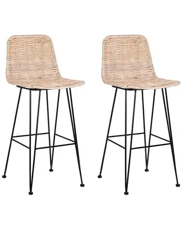 Conjunto de 2 sillas de bar CASSITA Ratán Natural - Comedor