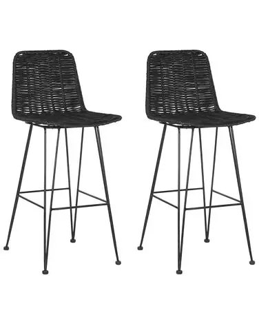 Conjunto de 2 sillas de bar CASSITA Ratán Negro - Comedor