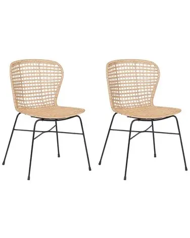 Conjunto de 2 sillas de comedor ELFROS Ratán Natural