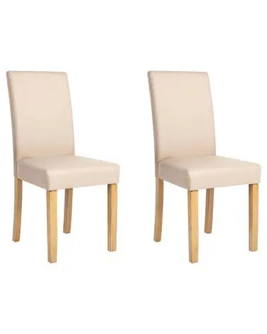 Conjunto de 2 sillas de comedor BROADWAY Piel sintética Beige