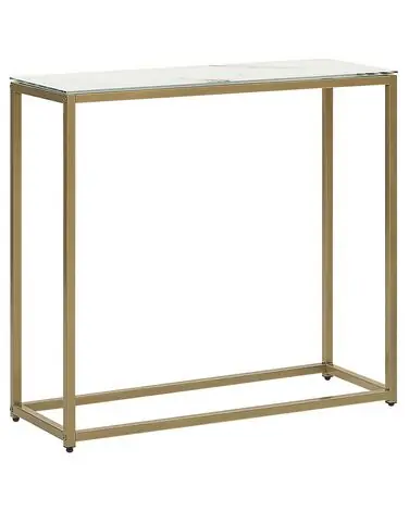 Consola DELANO Vidrio templado Mármol/Dorado - Sala de estar