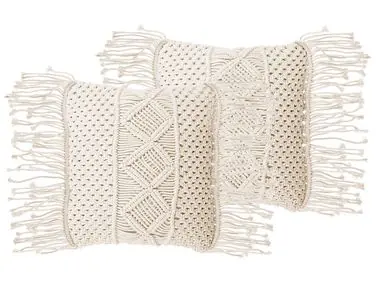 Conjunto de 2 cojines decorativos YORTAN Algodón 45 x 45 cm Beige claro Patrón geométrico - Accesorios decorativos