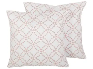 Conjunto de 2 cojines decorativos VERBENA Algodón 45 x 45 cm Rosa Patrón geométrico - Accesorios decorativos