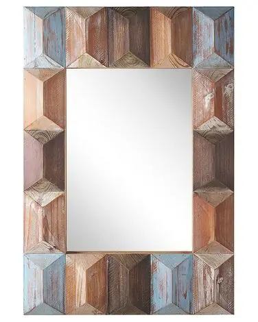 Wall Mirror HIZOTE 63 cm 90 cm Fir Wood Brown - Home Accessories