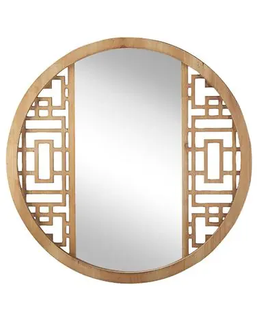 Wall Mirror FIRMINY 60 cm 60 cm Fir Wood Light Brown - Home Accessories