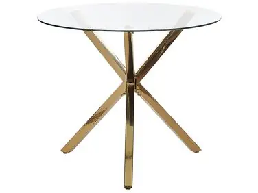 Mesa de comedor SAVONI Dorado 90 cm 90 cm Vidrio templado