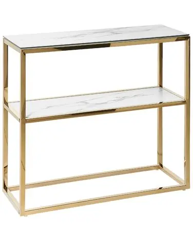 Consola AZUSA Vidrio templado Mármol blanco - Sala de estar