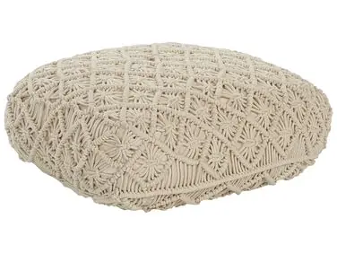 Puf Macramé BERRECHID Algodón Beige - Sala de estar