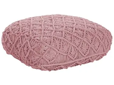 Puf Macramé BERRECHID Algodón Rosa - Sala de estar