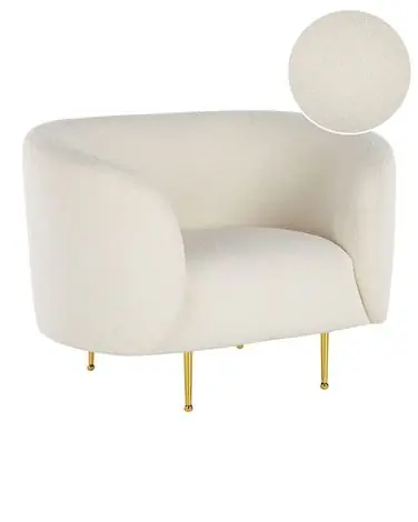 Sillón LOEN Bouclé Blanco - Sala de estar