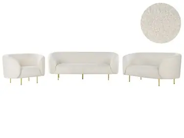 Conjunto de sala de estar 6 plazas LOEN Bouclé Blanco