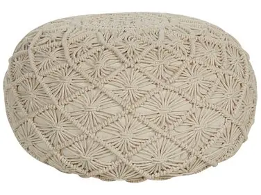 Puf Macramé BERKANE Algodón Beige - Sala de estar