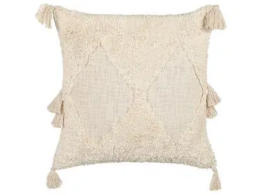 Cojín decorativo AVIUM Algodón 45 x 45 cm Beige claro Patrón geométrico - Accesorios decorativos