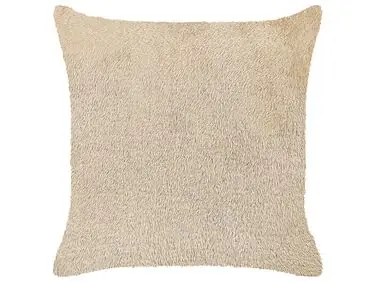 Cojín decorativo PILEA Pelo sintético 45 x 45 cm Beige Liso - Accesorios decorativos