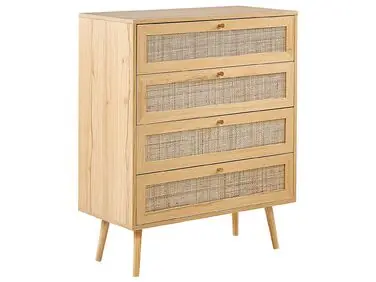 4 Drawer Chest PEROTE Rattan Light Brown - Living Room