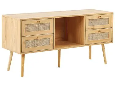 TV Stand PEROTE Rattan Light Brown - Living Room