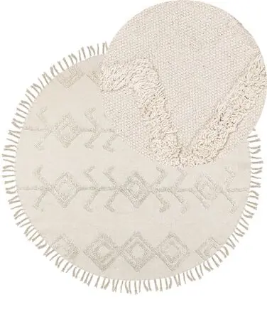 Alfombra HARRAN Beige claro ø 140 cm Algodón - Accesorios decorativos