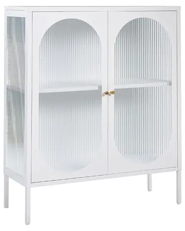 Aparador vitrina SARRE Metal 90 cm Blanco - Sala de estar