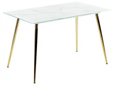 Mesa de comedor MULGA Mármol/Dorado 120 cm 70 cm Vidrio templado