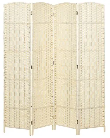 4 Panel Room Divider LAPPAGO Light Beige 163 cm 170 cm - Home Accessories