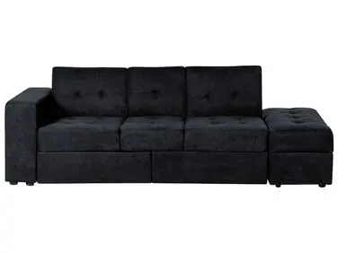 Sofa Bed 3 Seater FALSTER Fabric Black with Storage - Living Room