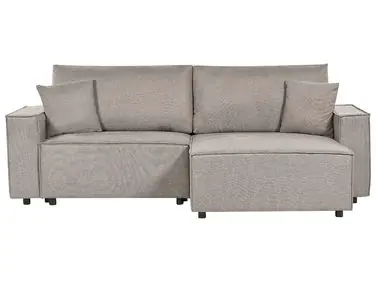 Sofa Bed 3 Seater KARILA Fabric Taupe with Storage Left Hand - Living Room