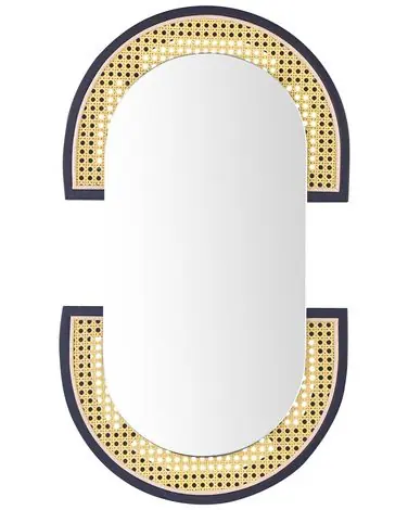Wall Mirror STAINS 43 cm 75 cm PE Rattan Natural - Home Accessories