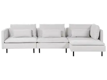 Sofá modular esquinero 3 plazas EGERIS Tela Gris claro Izquierda - Sala de estar