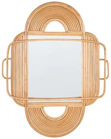 Wall Mirror ALCORN 70 cm 90 cm Rattan Natural - Home Accessories