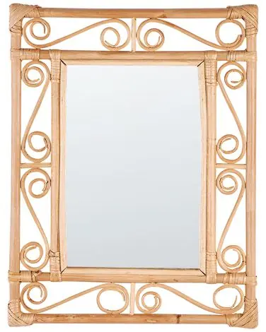 Wall Mirror AMANU 41 cm 52 cm Rattan Natural - Home Accessories