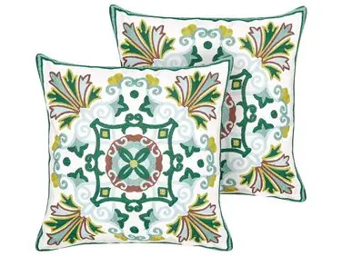 Conjunto de 2 cojines decorativos ELANITE Algodón 45 x 45 cm Verde Patrón oriental - Accesorios decorativos